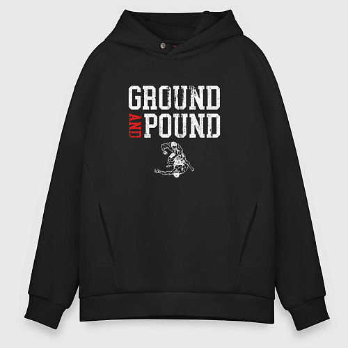 Мужское худи оверсайз Ground And Pound Добивание ММА / Черный – фото 1