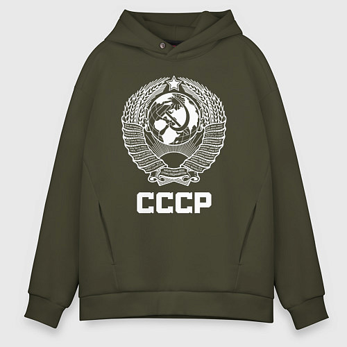 Мужское худи оверсайз Герб СССР / Хаки – фото 1