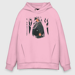 Толстовка оверсайз мужская Оранжевая луна и песни под гитару, цвет: светло-розовый