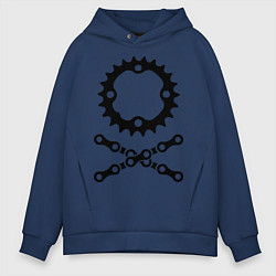 Толстовка оверсайз мужская Велосипедная цепь и звездочка, цвет: тёмно-синий