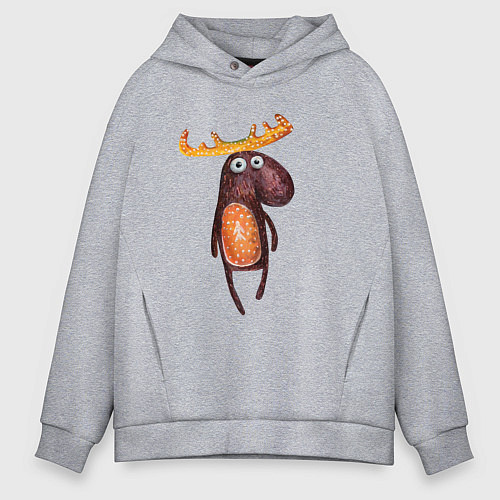 Мужское худи оверсайз Прикольный лосяш / Меланж – фото 1