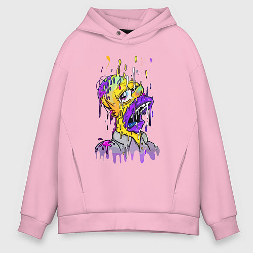 Мужское худи оверсайз Гомер Симпсон - стилизация / Светло-розовый – фото 1