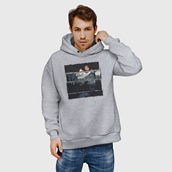 Толстовка оверсайз мужская Внедорожник и медведь, цвет: меланж — фото 2