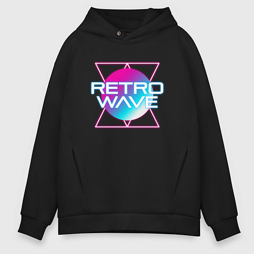 Мужское худи оверсайз Retrowave Neon / Черный – фото 1