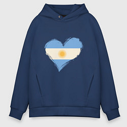 Толстовка оверсайз мужская Сердце - Аргентина, цвет: тёмно-синий