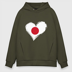 Толстовка оверсайз мужская Сердце - Япония, цвет: хаки