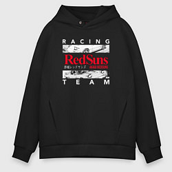 Толстовка оверсайз мужская Initial D RedSuns Team Аниме про дрифт, цвет: черный