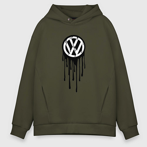 Мужское худи оверсайз Volkswagen - art logo / Хаки – фото 1