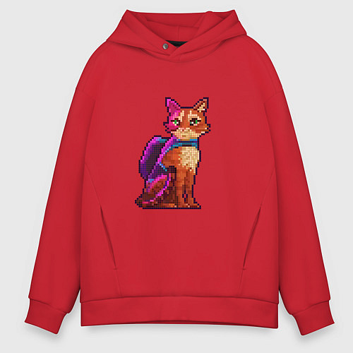 Мужское худи оверсайз Stray pixel art / Красный – фото 1