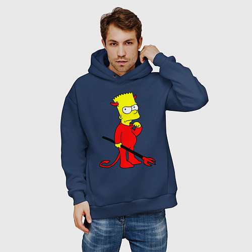 Мужское худи оверсайз Bart Simpson - devil / Тёмно-синий – фото 3