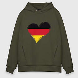 Толстовка оверсайз мужская Сердце - Германия, цвет: хаки