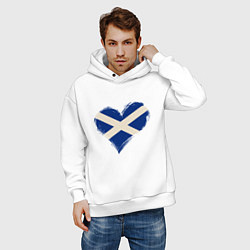 Толстовка оверсайз мужская Сердце - Шотландия, цвет: белый — фото 2