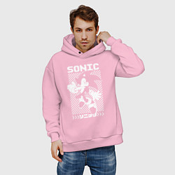 Толстовка оверсайз мужская Sonic - game, цвет: светло-розовый — фото 2