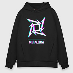 Толстовка оверсайз мужская Metallica glitch rock, цвет: черный