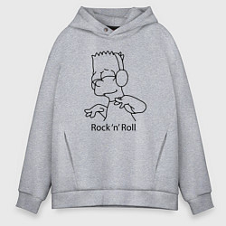Толстовка оверсайз мужская Bart Simpson - Rock n Roll, цвет: меланж