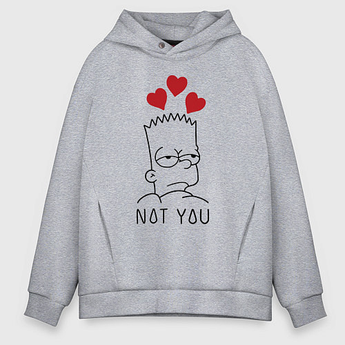 Мужское худи оверсайз Bart Simpson - not you! / Меланж – фото 1