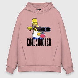 Толстовка оверсайз мужская Гомер Симпсон - крутой стрелок, цвет: пыльно-розовый