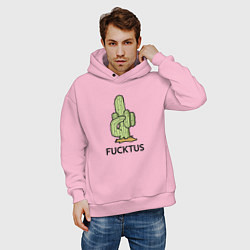 Толстовка оверсайз мужская Fucktus грубый кактус, цвет: светло-розовый — фото 2