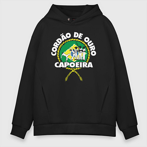 Мужское худи оверсайз Capoeira - Cordao de ouro flag of Brazil / Черный – фото 1