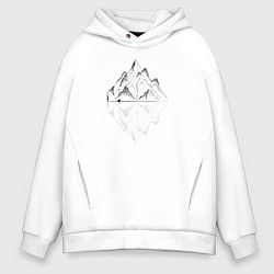 Толстовка оверсайз мужская Одинокий медведь в горах, цвет: белый