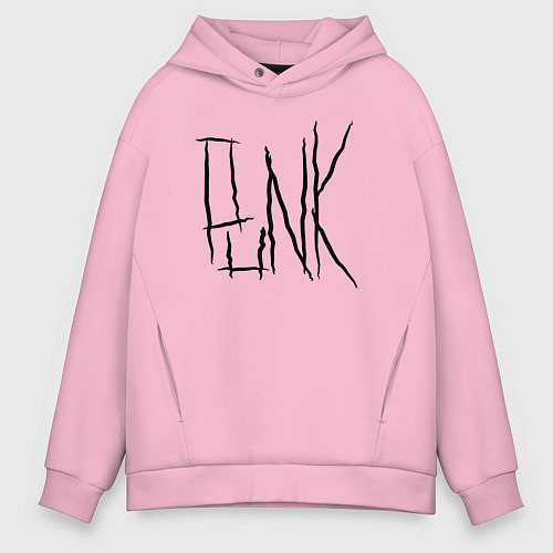 Мужское худи оверсайз Punk надпись / Светло-розовый – фото 1
