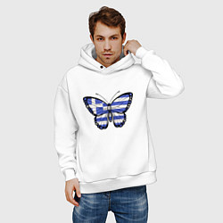 Толстовка оверсайз мужская Бабочка - Греция, цвет: белый — фото 2