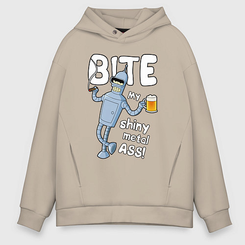 Мужское худи оверсайз Bender ass & beer / Миндальный – фото 1