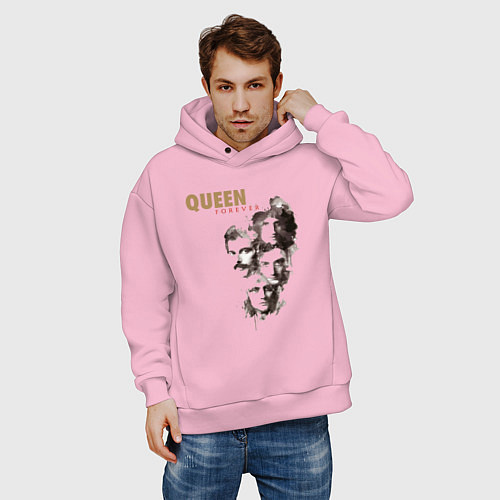 Мужское худи оверсайз Queen-легенды сквозь ветер / Светло-розовый – фото 3