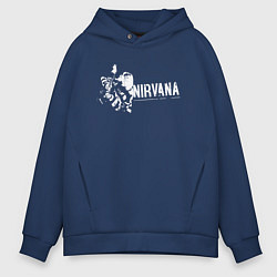 Толстовка оверсайз мужская Nirvana-Курт и гитара, цвет: тёмно-синий