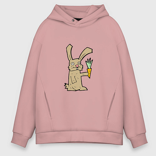 Мужское худи оверсайз Rabbit & Carrot / Пыльно-розовый – фото 1