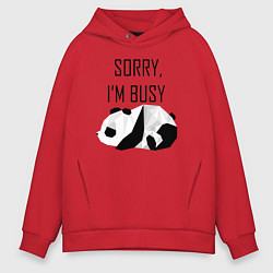 Толстовка оверсайз мужская Извини я занят - панда, цвет: красный