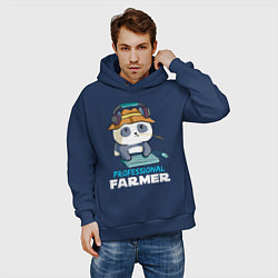 Толстовка оверсайз мужская Professional Farmer - панда геймер, цвет: тёмно-синий — фото 2