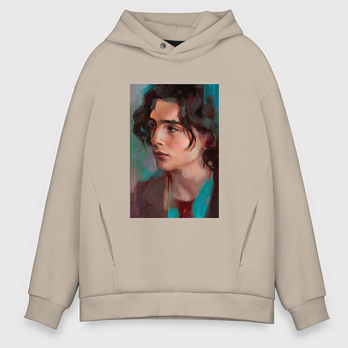 Мужское худи оверсайз Timothee Chalamet fan art / Миндальный – фото 1