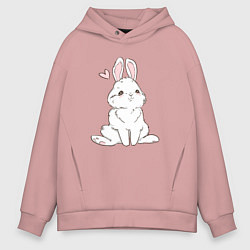 Толстовка оверсайз мужская Милый кролик-символ года, цвет: пыльно-розовый