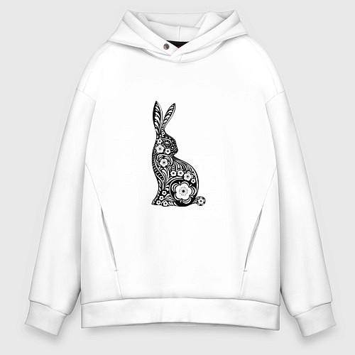 Мужское худи оверсайз White-Black Rabbit / Белый – фото 1