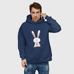 Толстовка оверсайз мужская Smiling Rabbit, цвет: тёмно-синий — фото 2