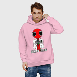 Толстовка оверсайз мужская Радужные друзья - Красный, цвет: светло-розовый — фото 2