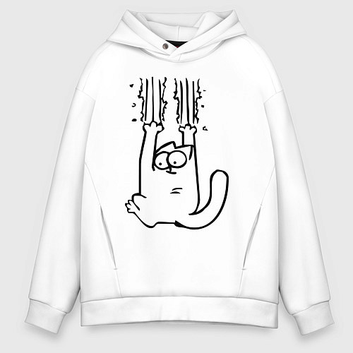 Мужское худи оверсайз Кот Саймона / Белый – фото 1