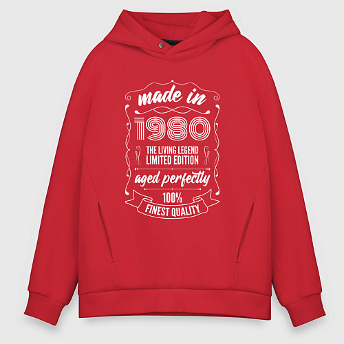 Мужское худи оверсайз Made in 1980 retro old school / Красный – фото 1