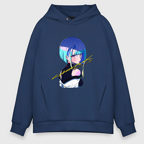 Мужское худи оверсайз Люси в профиль - Киберпанк / Тёмно-синий – фото 1