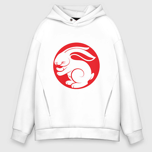 Мужское худи оверсайз Rabbit Red / Белый – фото 1