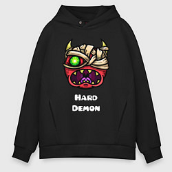 Толстовка оверсайз мужская Geometry Dash hard demon, цвет: черный