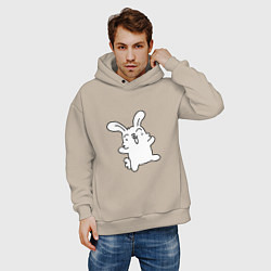 Толстовка оверсайз мужская Happy Bunny, цвет: миндальный — фото 2