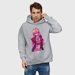 Толстовка оверсайз мужская Яэ Мико на стиле - Геншин Импакт, цвет: меланж — фото 2