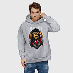 Толстовка оверсайз мужская Обезьяна в костюме, цвет: меланж — фото 2