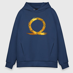 Толстовка оверсайз мужская Golden logo GoW Ragnarok, цвет: тёмно-синий