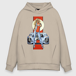 Толстовка оверсайз мужская Porsche - Motorsport - Girl, цвет: миндальный