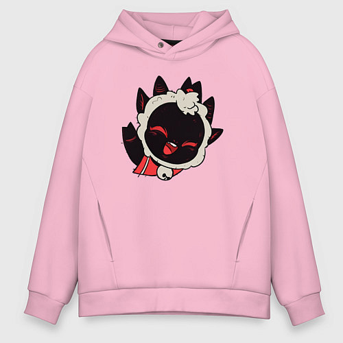 Мужское худи оверсайз Cult of the Lamb - Овечка радостно приветствует / Светло-розовый – фото 1