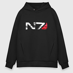 Толстовка оверсайз мужская Mass Effect N7 - Logotype, цвет: черный