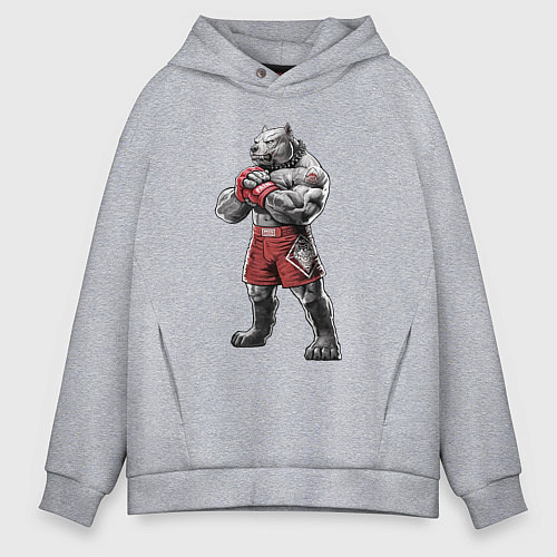 Мужское худи оверсайз Питбуль - Смешанные единоборства - MMA / Меланж – фото 1